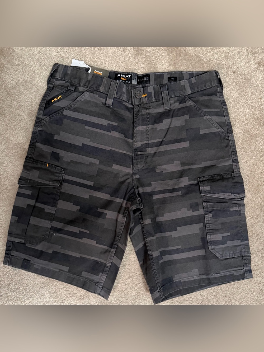 Ariat Men’s Black/Grey Camo Rebar Cargo Shorts